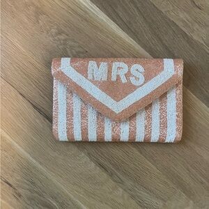 Striped Beaded Clutch with 'MRS' Design